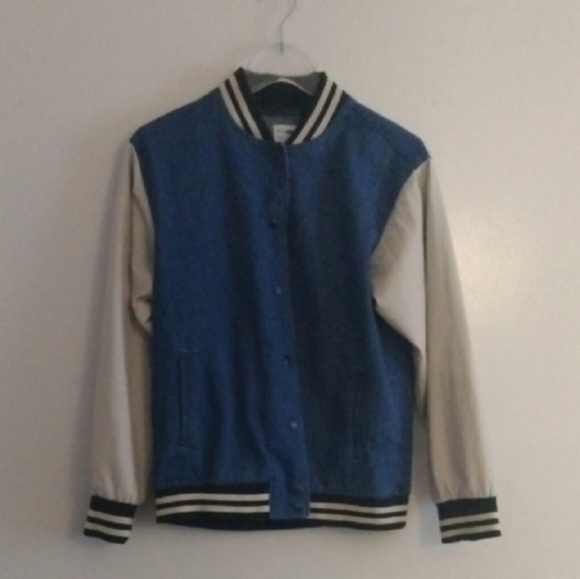 Blue and White Men's Varsity Jacket - Picture 2 of 2
